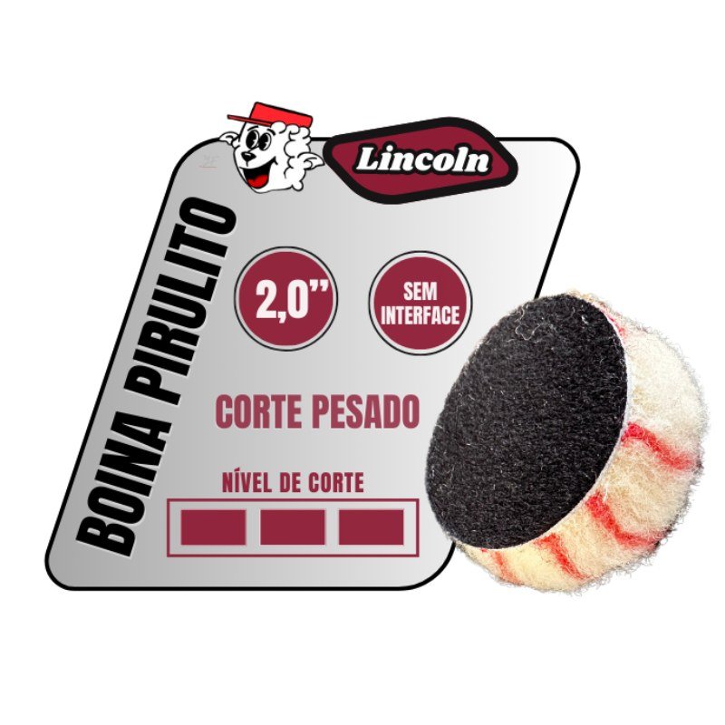 Boina de Lã Pirulito Corte Pesado 2" Lincoln — produto para estética automotiva
