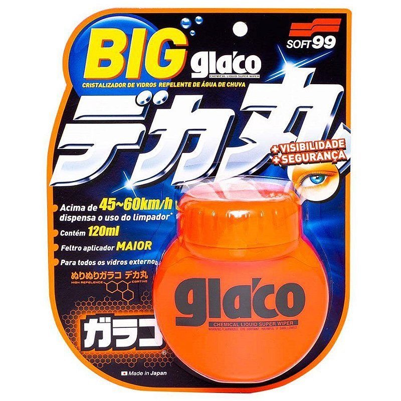 Glaco Big Repelente de Água de Chuva 120ml Soft99 — produto para estética automotiva